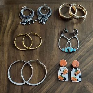 Elegant Gold and Silver Hoop Earrings Set